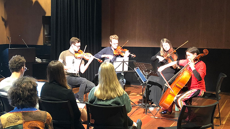 Flinders Quartet playing live in front of an audience