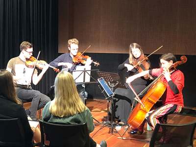 Flinders Quartet playing live in front of an audience