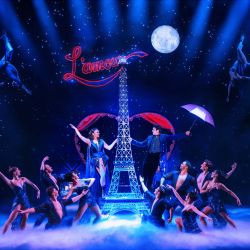 Alinta Chidzey (Satine), Des Flanagan (Christian) and cast in Elephant Love Medley