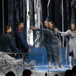 Bonnie de la Hunty, Olivia Payne, Emma Pearson with Jake Arditti and Randall Scotting